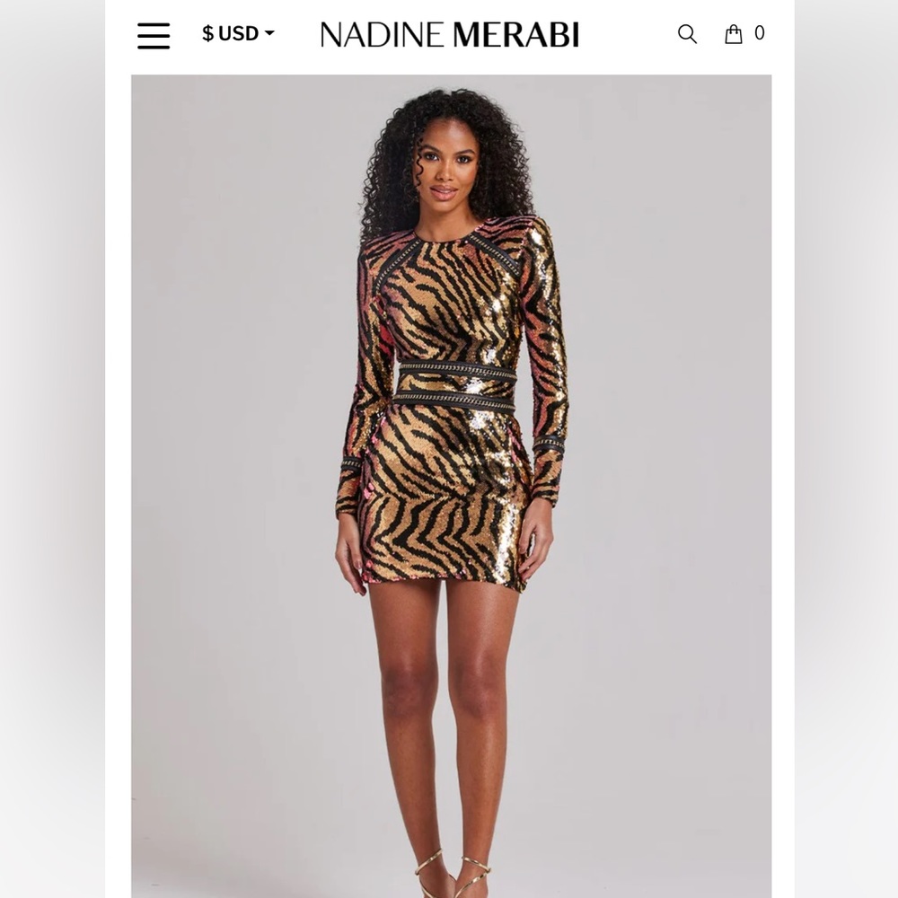 Nadine Merabi Carmen Tiger dress size S